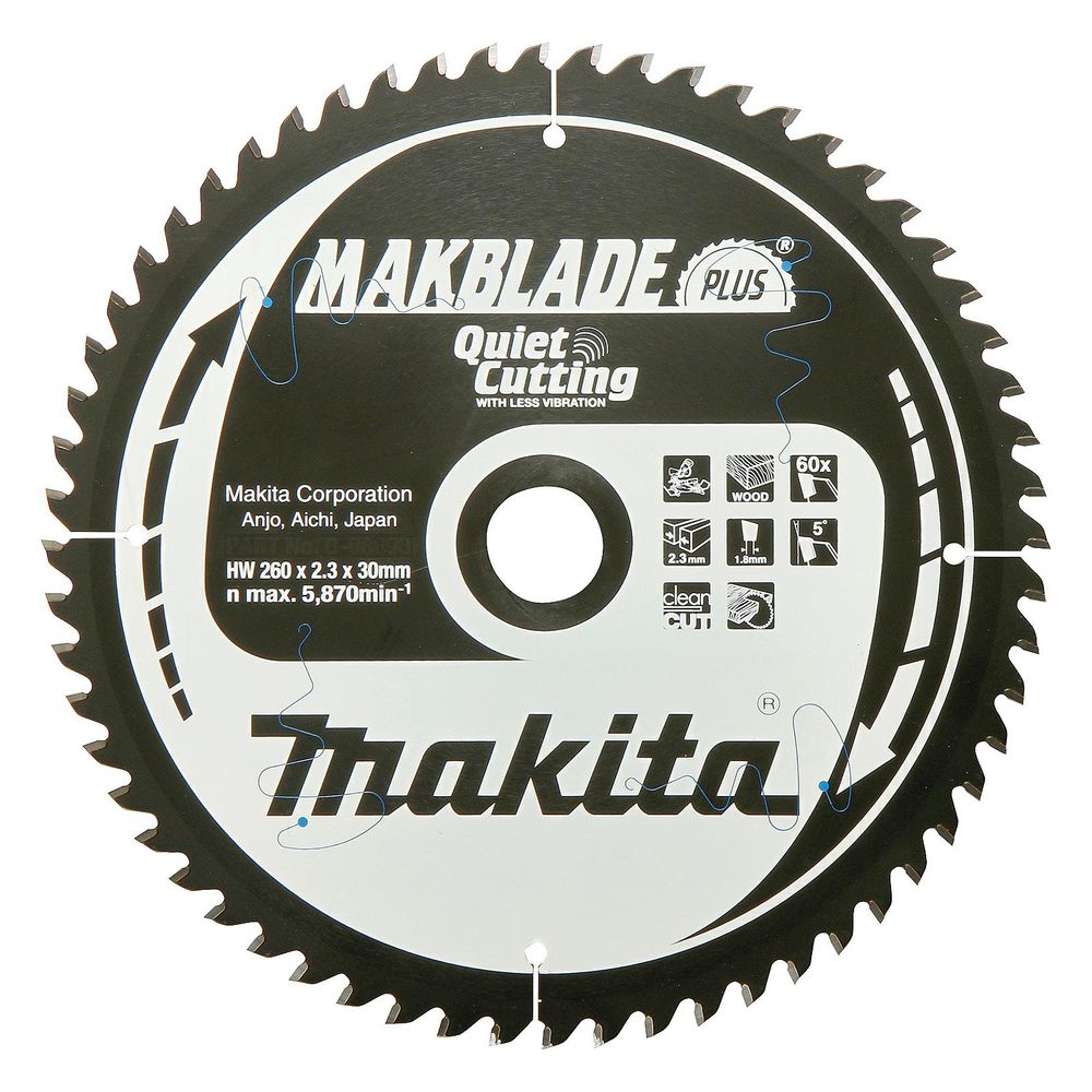 Makita Kreissägeblatt MAKBLADE PLUS B-32524, 260x30mm 60 Zähne, Holz... MAKITA-B-32524  (Abb. 5)