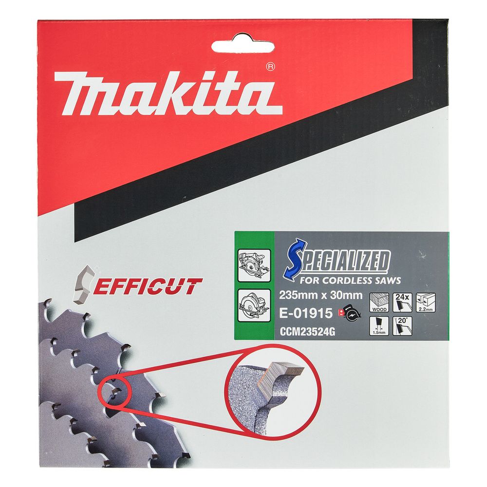 Makita Kreissägeblatt Efficut 235x30x2,2mm, 24 Zähne, 20 Grad Zahnwinkel... MAKITA-E-01915 0088381556149 (Abb. 2)