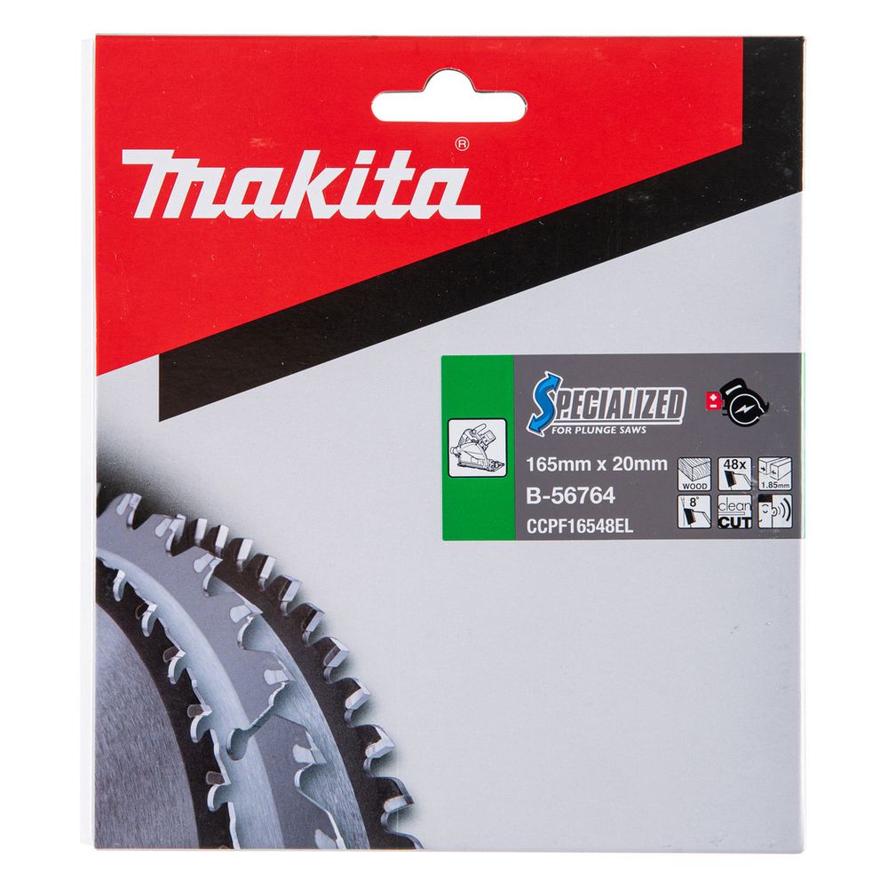 Makita Kreissägeblatt Specialized, 165mm, 20mm, 48 Zähne, 1,85mm Schnittbreite, 8 Grad Zahnwinkel, B... MAKITA-B-56764  (Abb. 2)