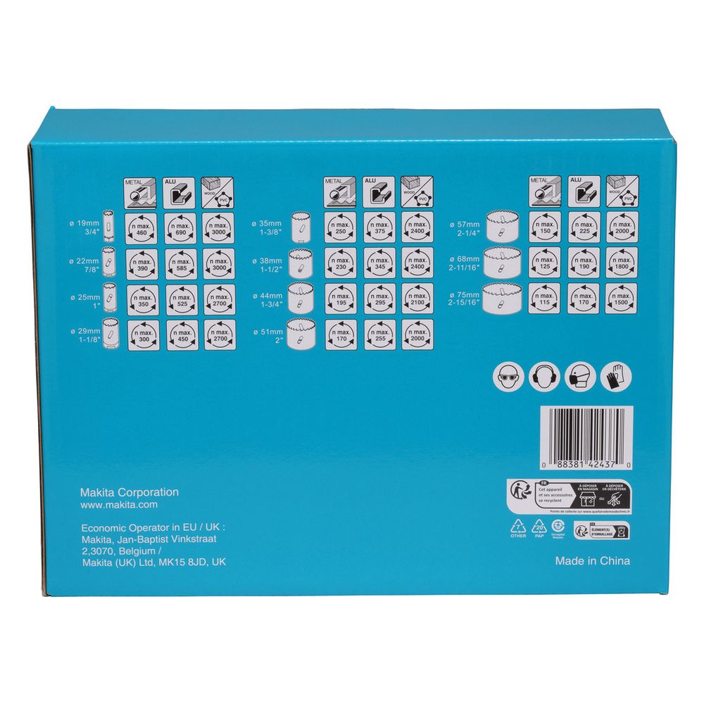 Makita Lochsägen-Set D-47298, 19-75mm 38mm Schnitttiefe, HSS-BiM... MAKITA-D-47298 0088381424370 (Abb. 3)