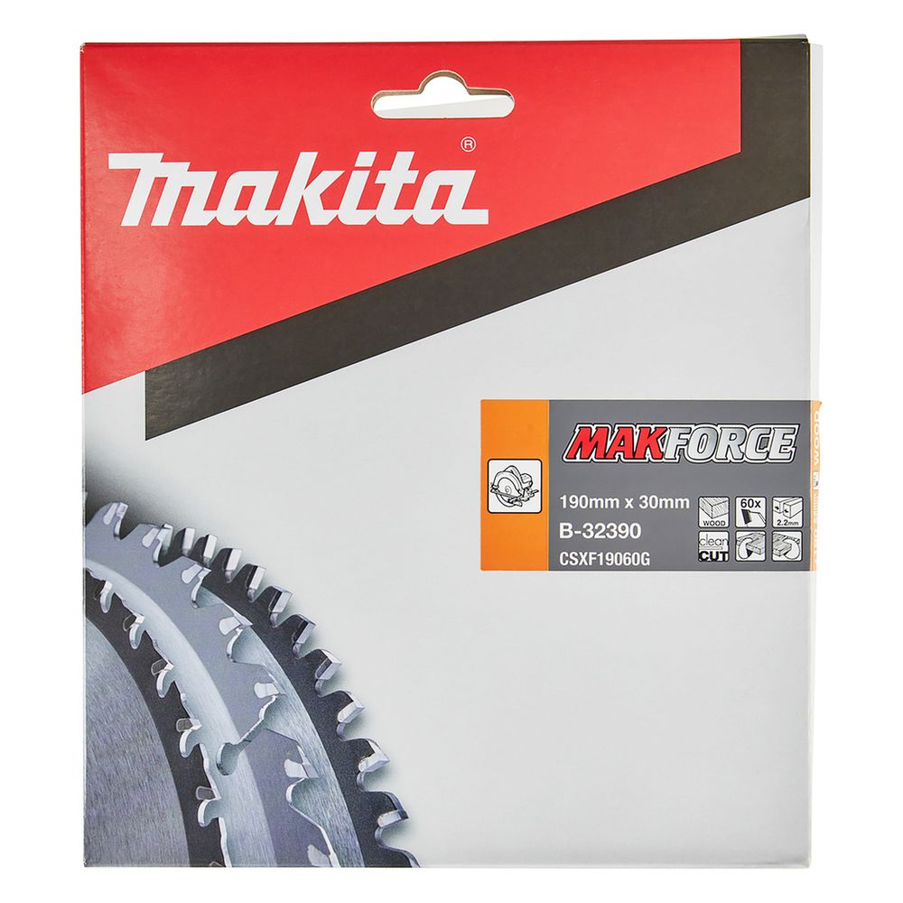 Makita Kreissägeblatt MAKFORCE B-32390, 190mm 30mm 60 Zähne 2,2mm Schnittbreite 15 Grad Zahnwinkel... MAKITA-B-32390  (Abb. 2)
