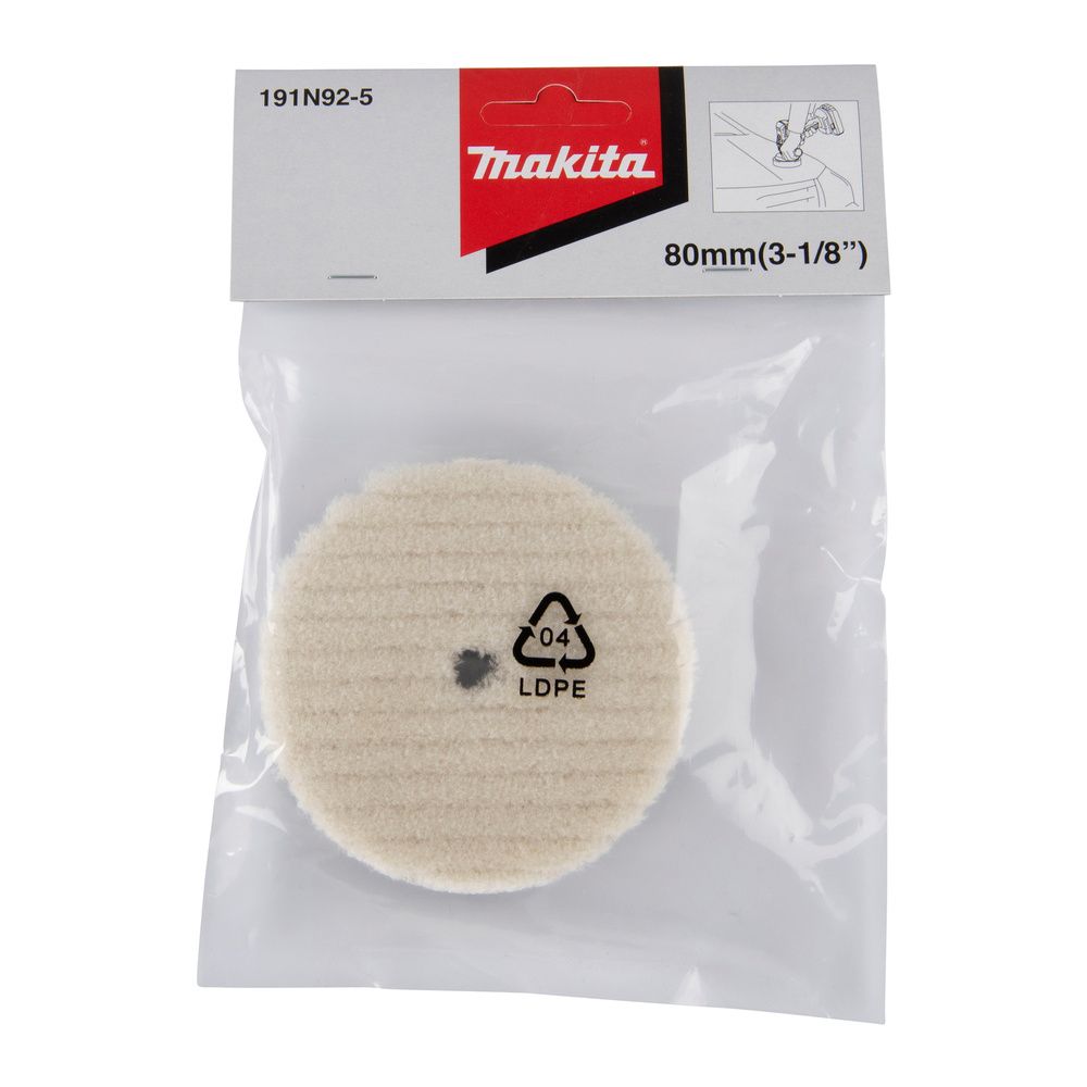 Makita Woll-Polierpad 191N92-5, 80mm, Klett, Weiß... MAKITA-191N92-5 0088381577069 (Abb. 2)