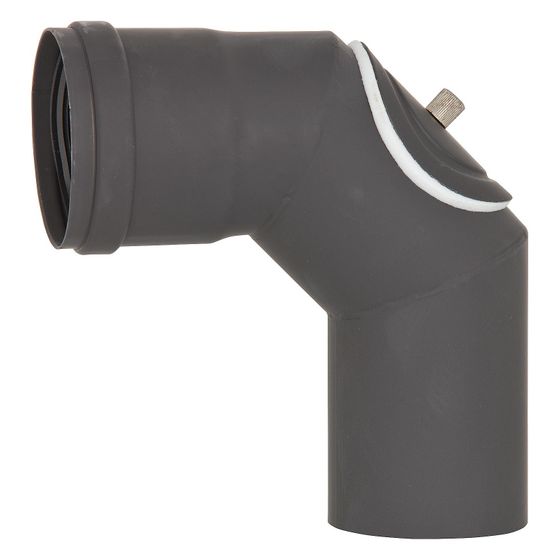 MCZ Pellet-Abgasrohr-Bogen 90 Grad mit Revision, DN 80, Stahl lackiert, Schwarz
