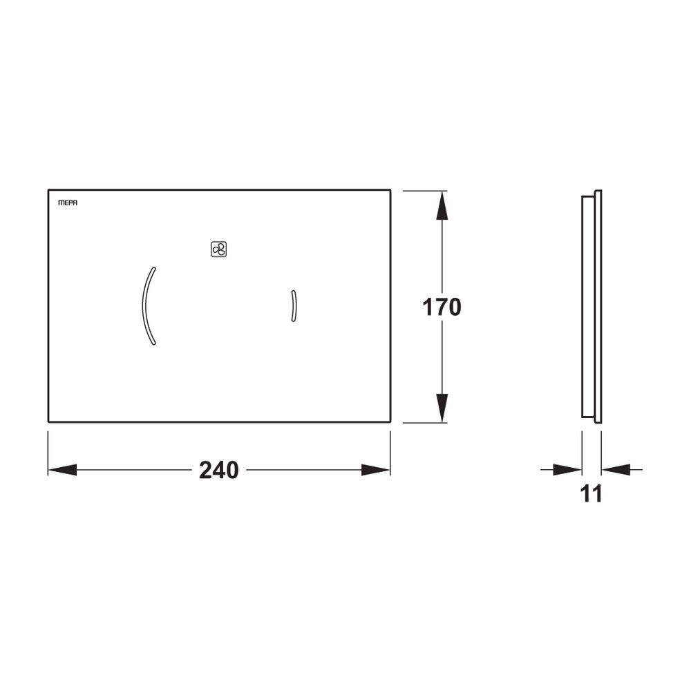 Mepa Zero Lumo A31 Betätigungsplatte 2-Mengen-Technik, teileingelassen, Ersatz aus Glas, W... MEPA-421871 4027952025994 (Abb. 3)