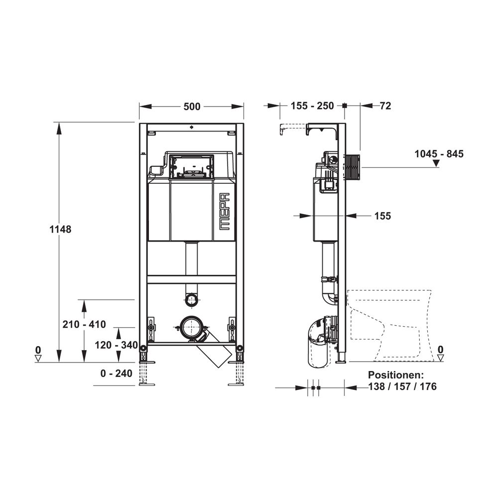 Mepa nextVIT Stand-WC-Element mit Sanicontrol Unterputz-Spülkasten A31 Baby/Kinder, System... MEPA-514812 4027952027448 (Abb. 3)