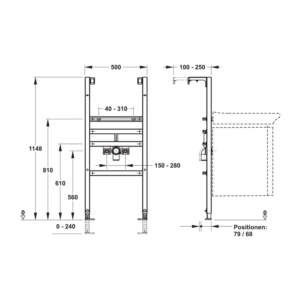 Mepa nextVIT Waschtisch-Element Einlochbatterie, Systembauhöhe 1200mm, Möbelwaschtisch... MEPA-521022 4027952027691 (Abb. 2)