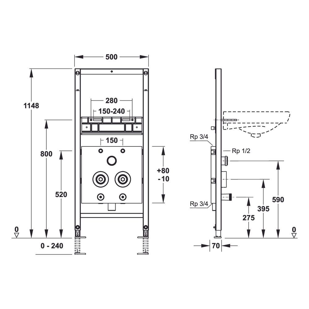 Mepa nextVIT Waschtisch-Element Einlochbatterie, Systembauhöhe 1200mm, Wasserzählerstrecke... MEPA-521027 4027952029787 (Abb. 2)
