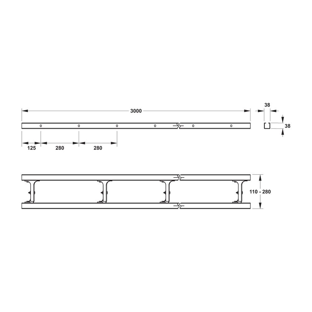 Mepa nextVIT C-Schiene Set S 300 Länge 3000mm, Bautiefe stufenlos verstellbar 110-280mm... MEPA-541021 4027952027882 (Abb. 2)
