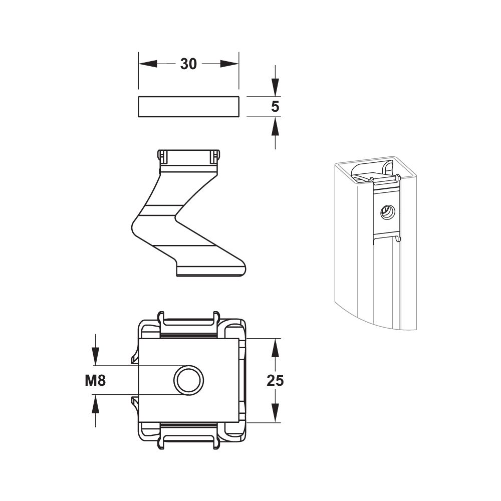 Mepa nextVIT Gewindeplatte M8 C-Schiene, 25 Stück... MEPA-542027 4027952028247 (Abb. 2)