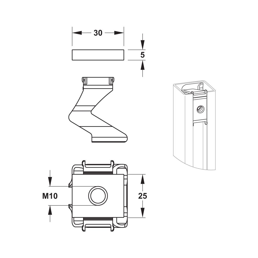 Mepa nextVIT Gewindeplatte M10, C-Schiene... MEPA-542028 4027952028254 (Abb. 2)