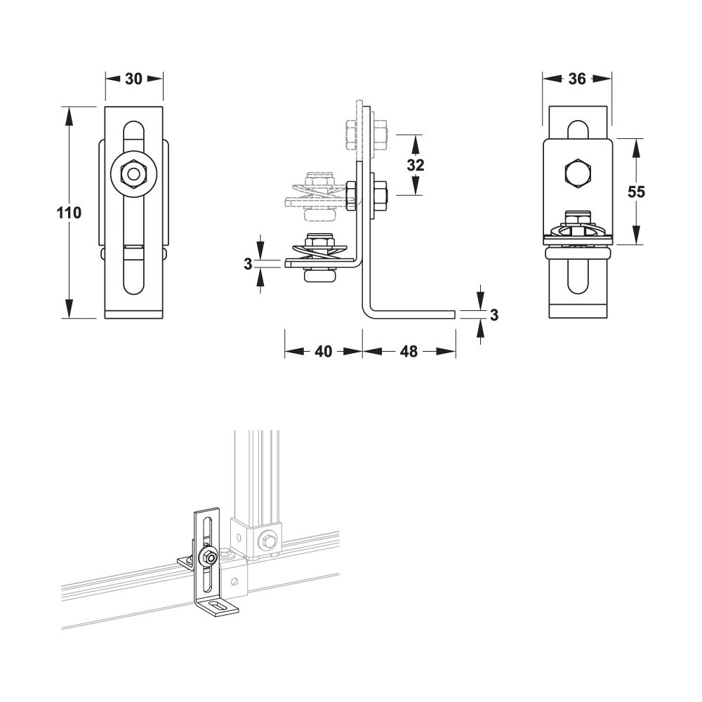 Mepa nextVIT Wand-Bodenwinkel für vorgefertigtes Vorwandsystem, EasyConnect, Stahl galvani... MEPA-542045 4027952029343 (Abb. 2)