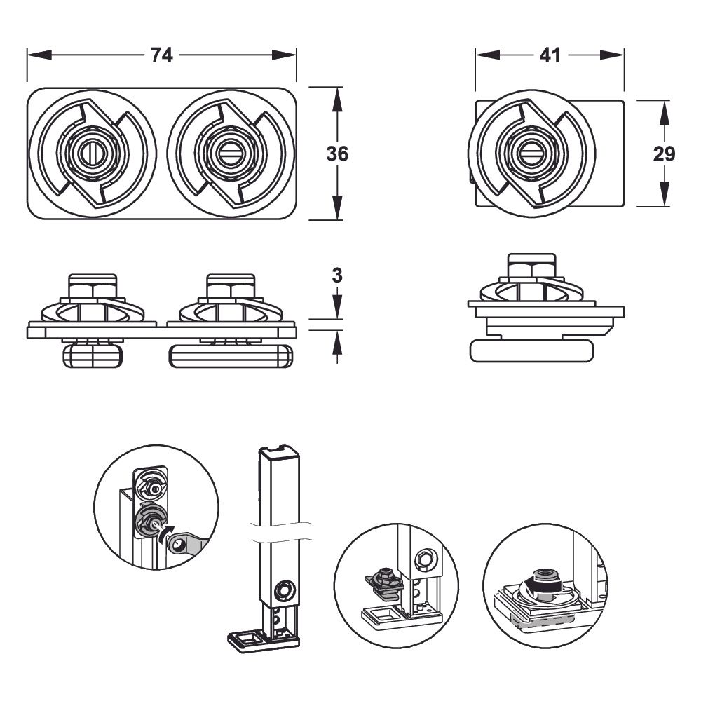 Mepa nextVIT Montageset C-Schiene BH 85-100, EasyConnect... MEPA-542052 4027952030806 (Abb. 2)