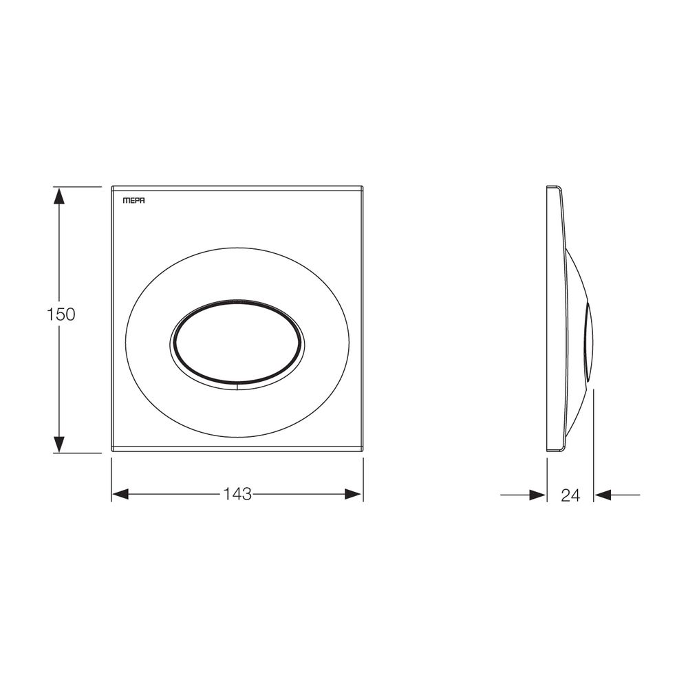 Mepa Drop Urinal-Betätigungsplatte Front, Kunststoff, Mattchrom, 590003... MEPA-590003 4027952028063 (Abb. 3)