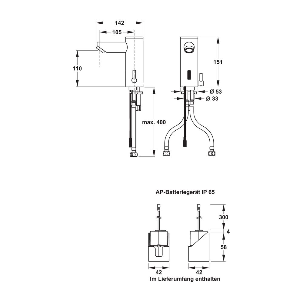 Mepa Sanicontrol Saniline Style Waschtischarmatur Kaltwasser/Warmwasser Batteriebetrieb... MEPA-718856 9003654188569 (Abb. 2)