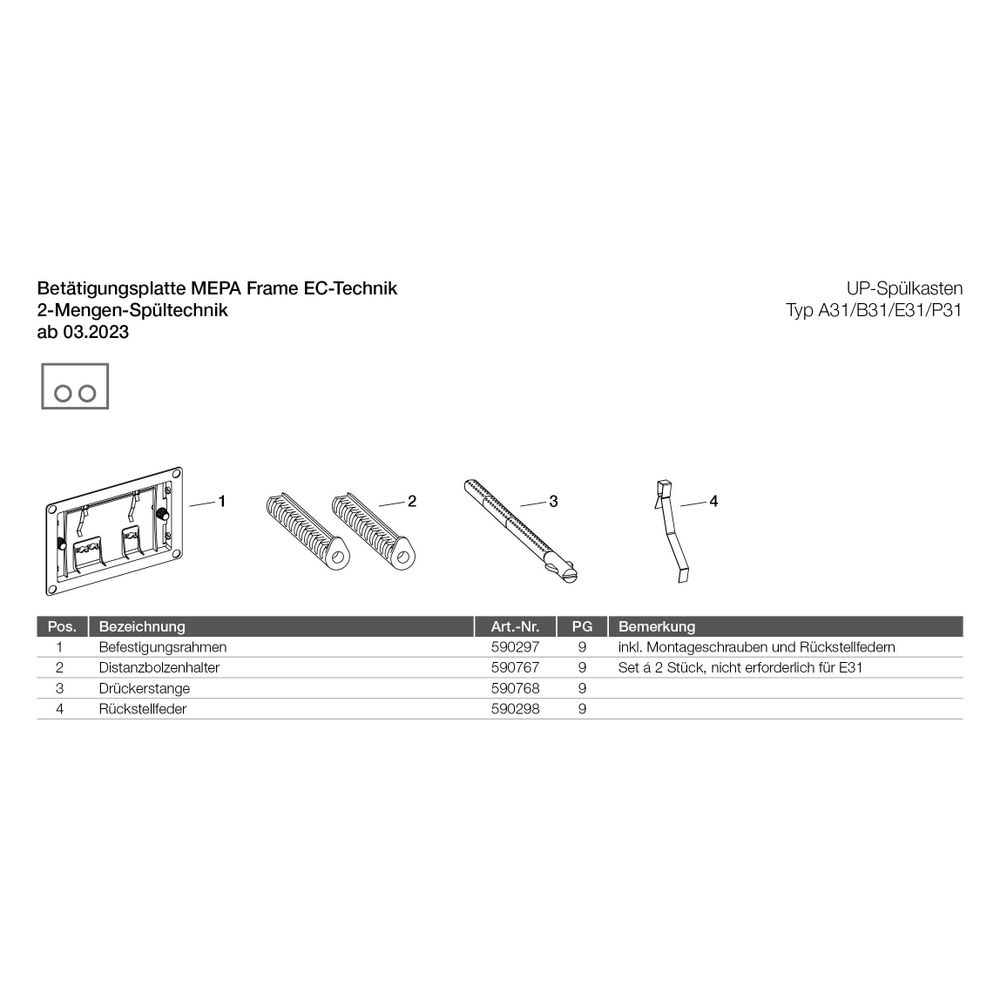Mepa Frame Betätigungsplatte 2-Mengen-Technik, Farbe Warmgrau, Rahmen Mattschwarz... MEPA-421058 4027952028933 (Abb. 3)