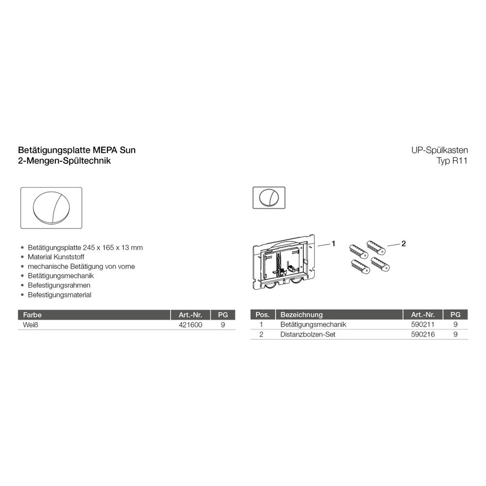Mepa Sun für R11 Betätigungsplatte 2-Mengen, Weiß... MEPA-421600 4027952014448 (Abb. 4)