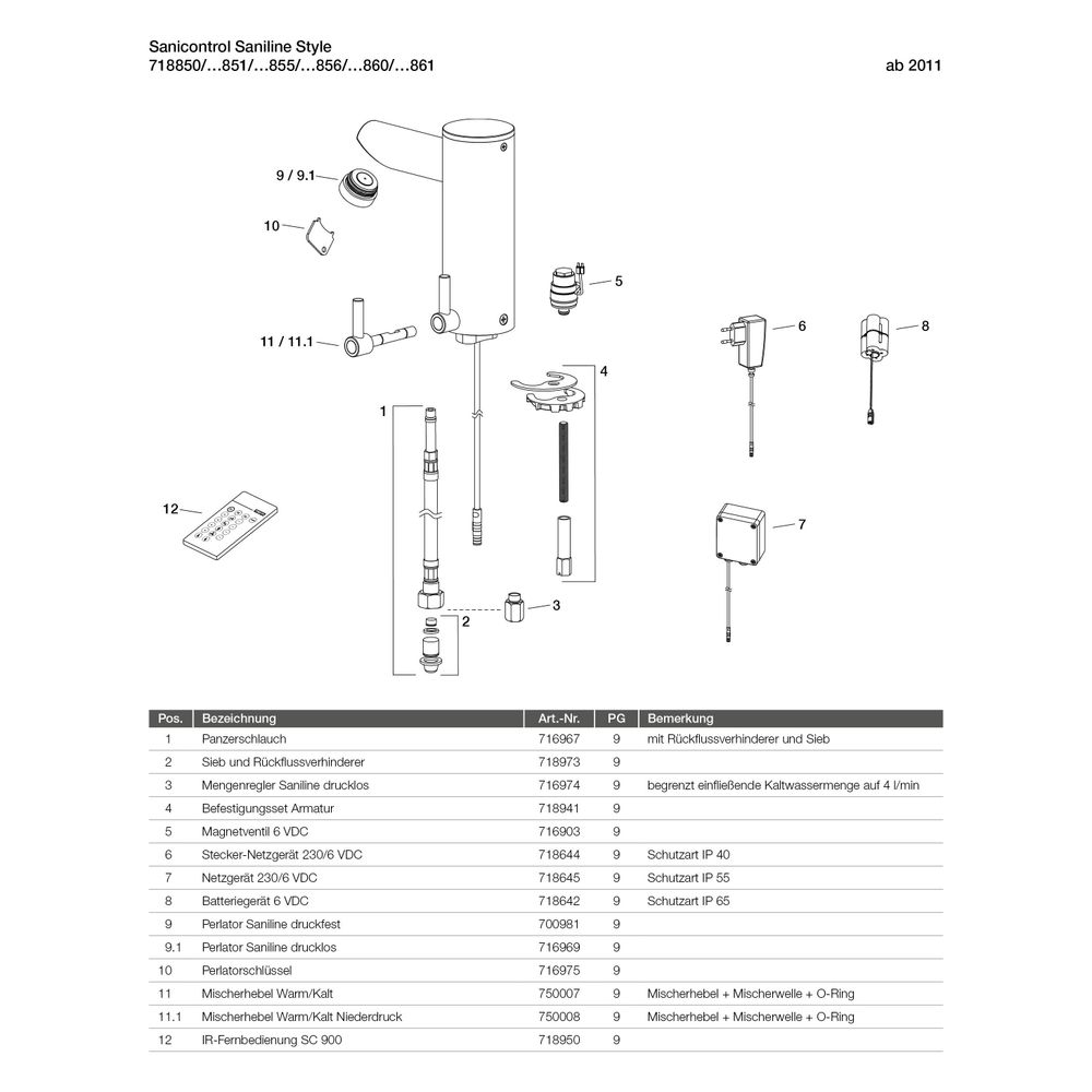 Mepa Sanicontrol Saniline Style Waschtischarmatur vorgemischtes Wasser (VG) Netzbetrieb... MEPA-718850 4027952030493 (Abb. 3)