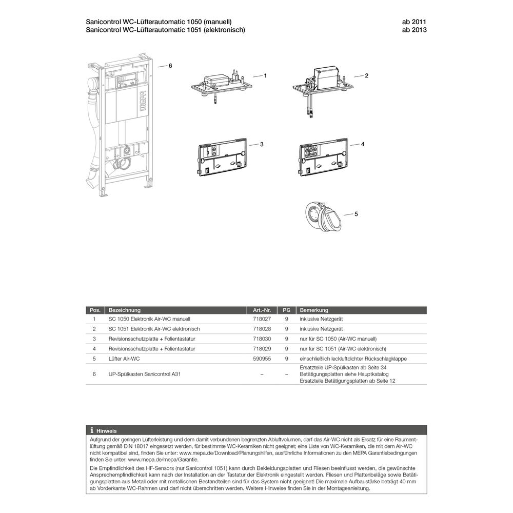 Mepa nextVIT Air-WC-Element mit Spülkasten A31, Lüfter automatisch... MEPA-514821 4027952027462 (Abb. 5)