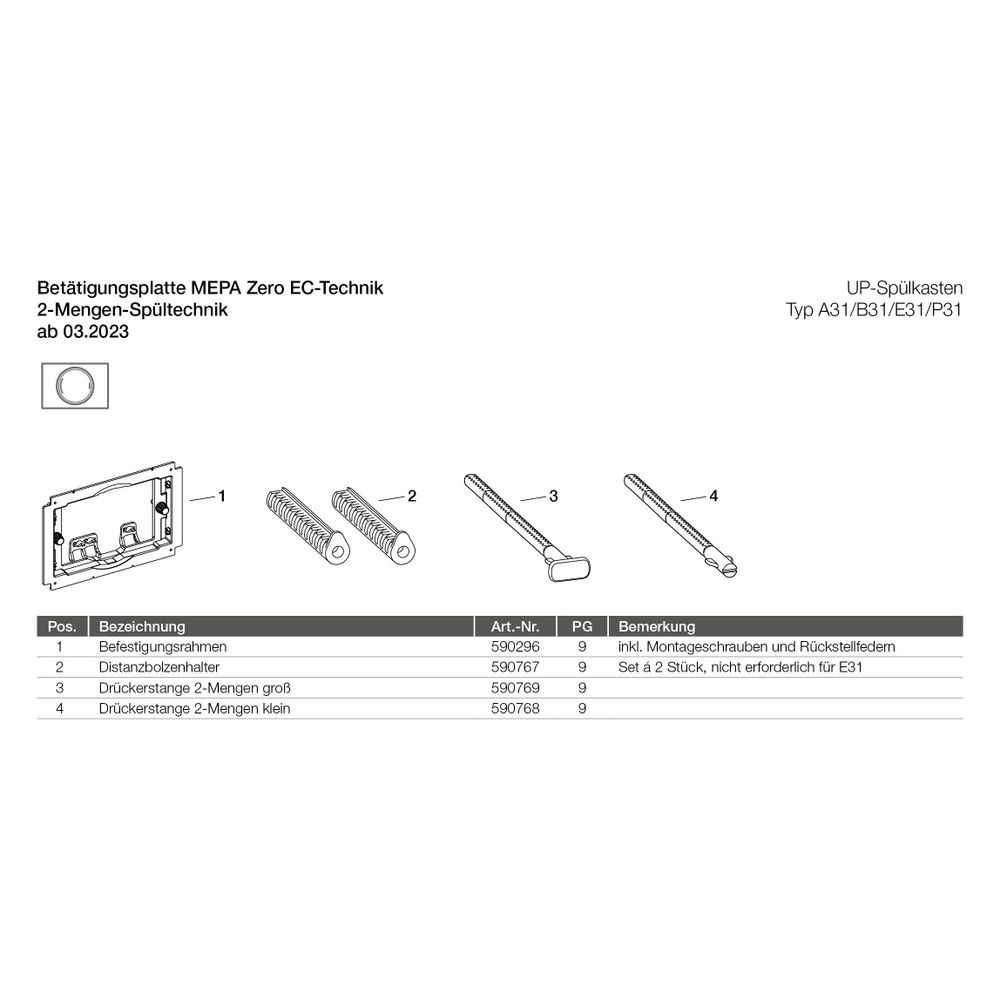Mepa Zero EC für A31/E31 Betätigungsplatte teileingelassen 2-Mengen aus Glas, Silber... MEPA-421861 4027952022627 (Abb. 3)