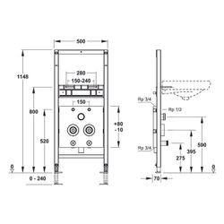 Mepa nextVIT Waschtisch-Element Einlochbatterie, Systembauhöhe 1200mm, Wasserzählerstrecke... MEPA-521027 4027952029787 (Abb. 1)