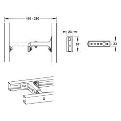 Mepa nextVIT Wandwinkel C-Schiene, EasyConnect, stufenlos verstellbar 110-280mm, Kunststof... MEPA-542049 4027952030776 (Abb. 1)