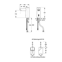 Mepa Sanicontrol Saniline Style Waschtischarmatur vorgemischtes Wasser (VG) Batteriebetrie... MEPA-718851 9003654188514 (Abb. 1)