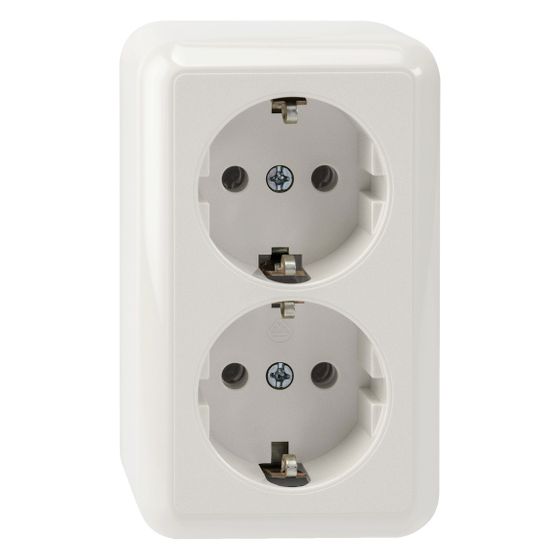 Merten Schutzkontakt-Doppel-Steckdose MEG2421-8719, 16A 250V, Kunststoff, Polarweiß