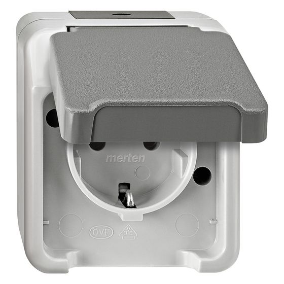 Merten Steckdose Aquastar, 16A 250V, Thermoplast, Lichtgrau