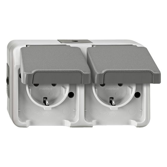 Merten Steckdose Aquastar MEG2320-8029, 250V 16A IP44, Thermoplast, Lichtgrau