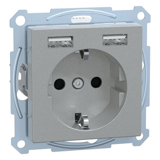 Merten Schutzkontakt-Steckdose System M MEG2366-0460, 16A 250V, Thermoplast, Aluminium