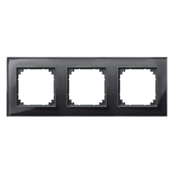 Merten Abdeckrahmen M-PLAN 3fach, 234x90x12mm, Glas, Onyxschwarz