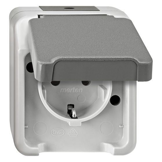 Merten Steckdose Aquastar MEG2400-8029, 16A 250V, IP44, Thermoplast, Lichtgrau