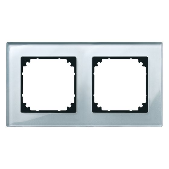 Merten Abdeckrahmen M-Plan 2-fach, 163x90x10,1mm, Glas, Diamantsilber