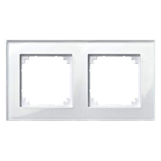Merten Abdeckrahmen M-Plan 2-fach, 163x90x12mm, Glas, Brillantweiß