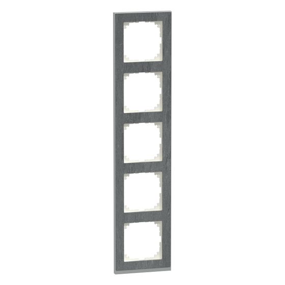 Merten Abdeckrahmen M-Pure Decor 5fach, 375x83x120mm, Thermoplast, Schiefer/Aluminium
