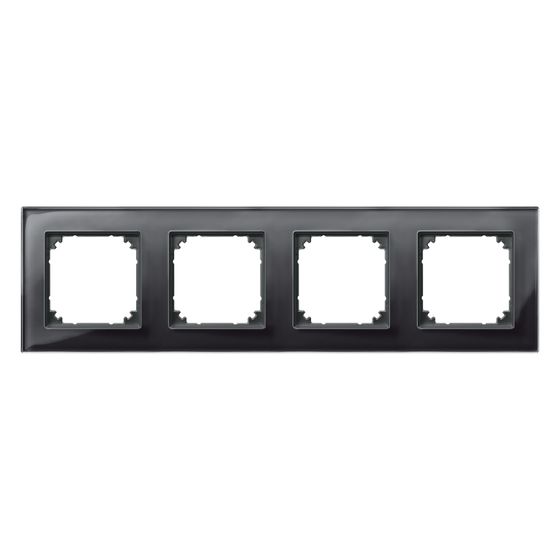 Merten Abdeckrahmen M-Plan 4fach, 306x90x12mm, Glas, Onyxschwarz