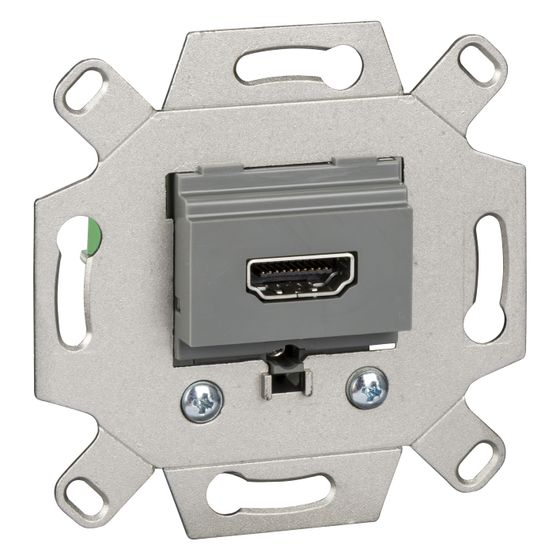 Merten HDMI-Anschlussdosen-Einsatz, 71x71x42mm, metallic, grau, MEG4583-0000