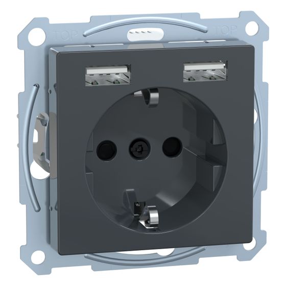 Merten Schutzkontakt-Steckdose System M MEG2366-0414, 250V 16A, Thermoplast, Anthrazit