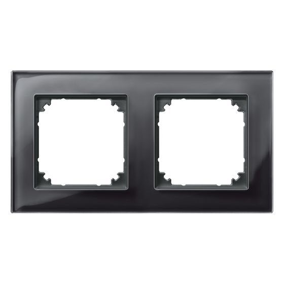Merten Abdeckrahmen M-Plan glass 2fach, 163x90x12mm, Glas, Onyxschwarz