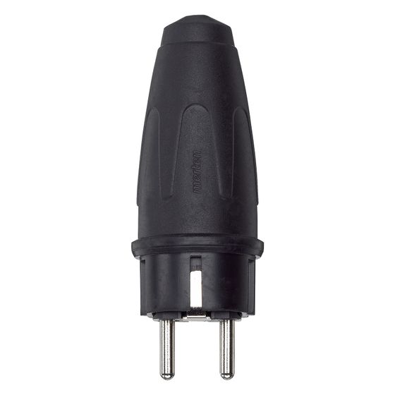 Merten Schutzkontakt-Stecker HD, 16A 250V IP44, Gummi, Schwarz, 122151