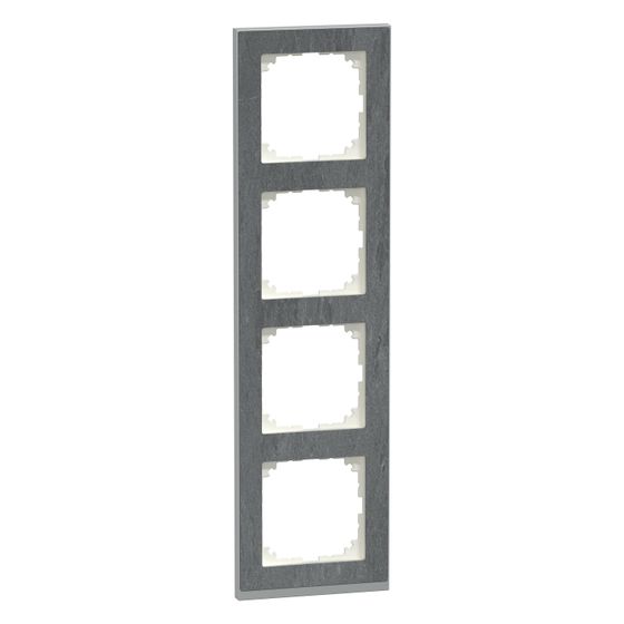 Merten Abdeckrahmen M-Pure Decor 4fach, 301x83x120mm, Thermoplast, Schiefer/Aluminium