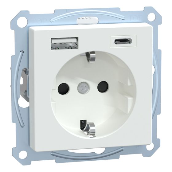 Merten Schutzkontakt-Steckdose System M, 250V 16A, Thermoplast, Aktivweiß, MEG2367-0325