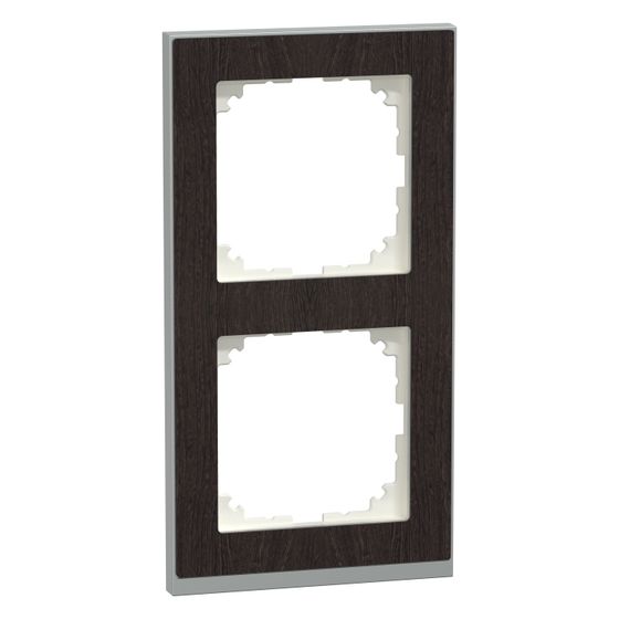 Merten Abdeckrahmen M-Pure Decor MEG4020-3671, 2fach, 163x90x12mm, Thermoplast/Holz, Wenge/Aluminium