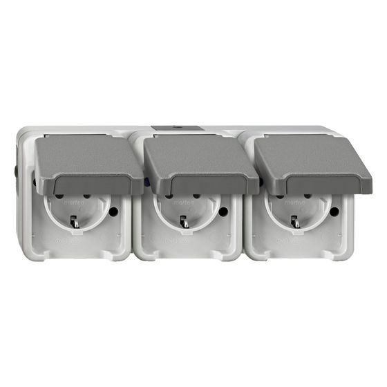 Merten Steckdose Aquastar MEG2391-8029 waagerecht, 16A 250V IP44, Thermoplast, Hellgrau