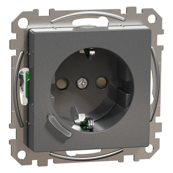 Merten Wiser Schutzkontakt-Steckdose, 16A 230V, Thermoplast, Anthrazit