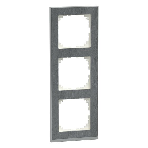 Merten Abdeckrahmen M-Pure Decor 3fach, 229x83x120mm, Thermoplast, Schiefer/Aluminium