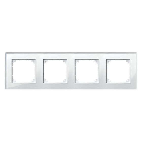 Merten Abdeckrahmen M-Plan glass 4fach, 306x90x10,1mm, Glas, Brillantweiß