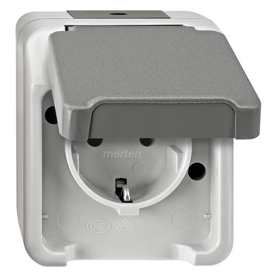 Merten Steckdose Aquastar, 16A 250V, IP44, Kunststoff, Lichtgrau