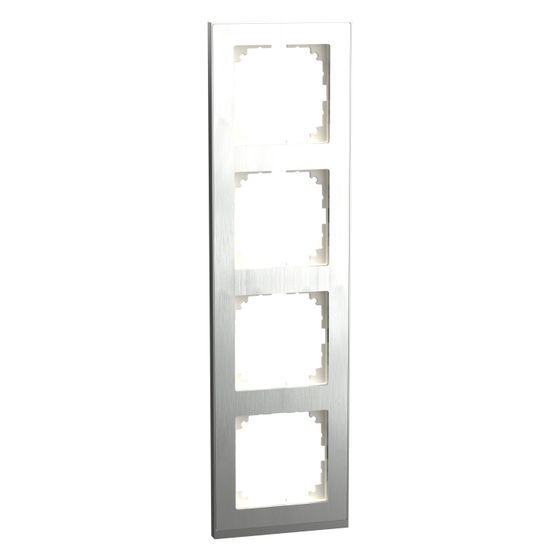 Merten Abdeckrahmen M-Pure Decor, 4-fach, 301x83x100mm, Thermoplast, Edelstahl/Aluminium, MEG4040-3646