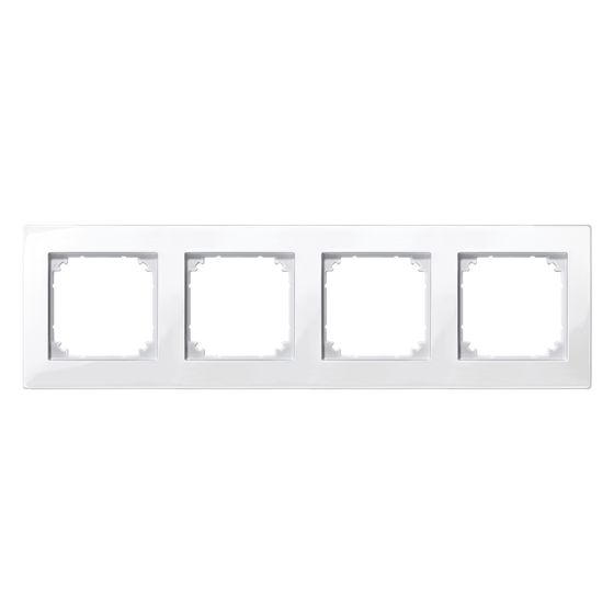 Merten Abdeckrahmen M-Plan 4-fach, 297x85,8x10,1mm, Thermoplast, Polarweiß glänzend